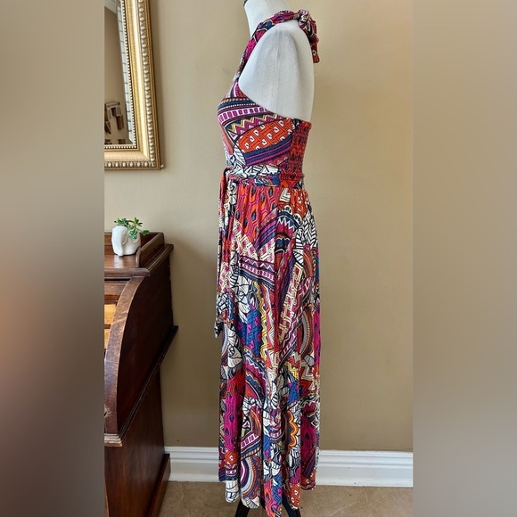 Anthropologie Maeve Cynthia Halter Maxi Dress Colorful Tribal Size S Small - Picture 12 of 15